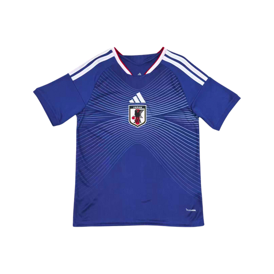 Blue sports jersey with Adidas logo on a white background