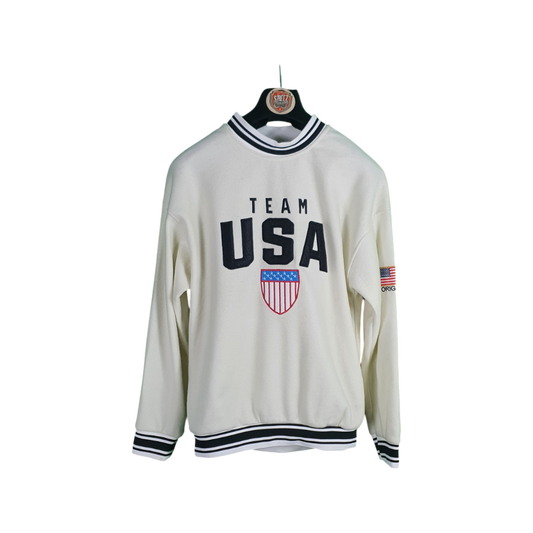 White sweatshirt with 'Team USA' text and logo on a white background